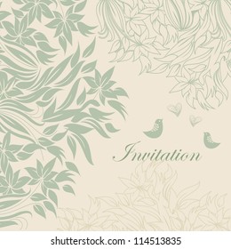 Template frame design for greeting card with  flowers