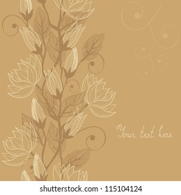 Template frame design for greeting card with  flowers
