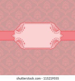 Template frame design for greeting card . Background - seamless pattern.