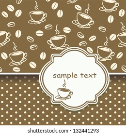 Template frame design for greeting card with coffee. eps10