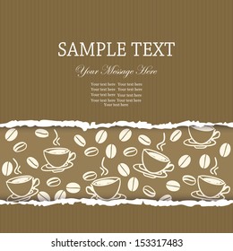 Template frame design for greeting card with coffee