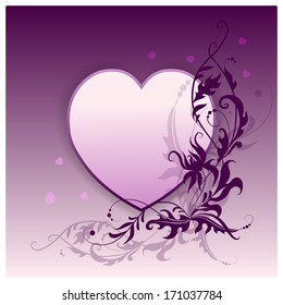 Template frame design for greeting card with heart
