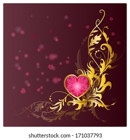 Template frame design for greeting card with heart