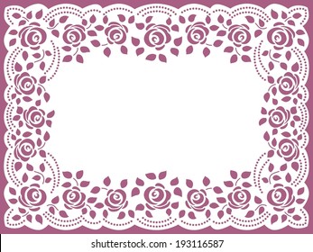 Template frame  design for greeting card. Vintage Lace Doily