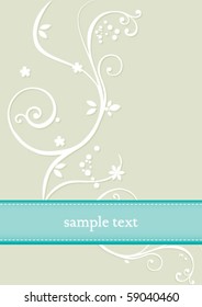 Template frame design for greeting card. Floral wallpaper: light blue elements.