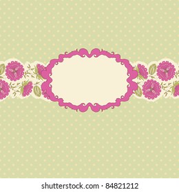 Template frame design for greeting card . Floral design. In vintage style.