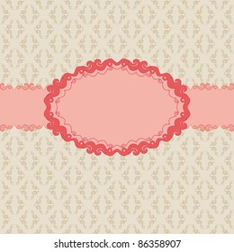Template frame design for greeting card . Background - seamless pattern.