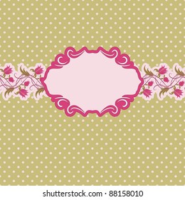Template frame design for greeting card . Floral design. In vintage style.