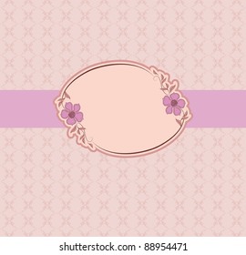 Template frame design for greeting card . Floral design. Background - seamless pattern.