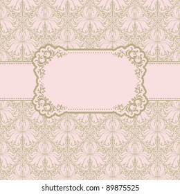 Template frame design for greeting card . Background - seamless pattern.