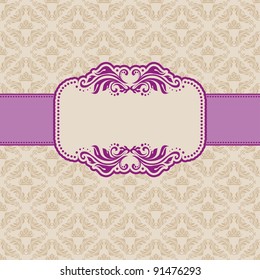Template frame design for greeting card . Background - seamless pattern.