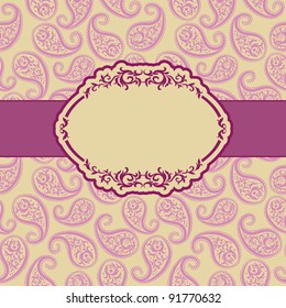 Template frame design for greeting card . Background - seamless pattern.
