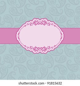 Template frame design for greeting card . Background - seamless pattern.