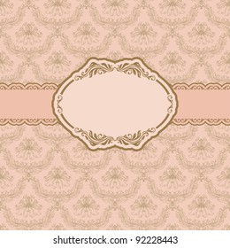 Template frame design for greeting card . Background - seamless pattern.