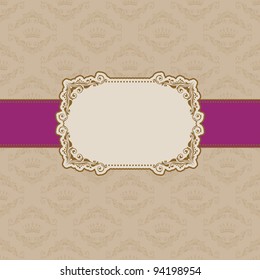 Template frame design for greeting card . Background - seamless pattern.