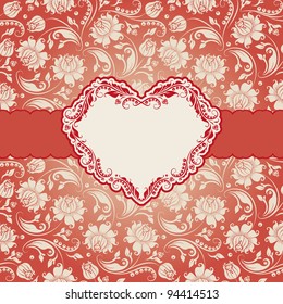 Template frame design for greeting card . Background - seamless pattern