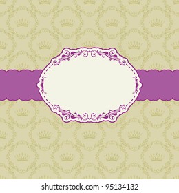 Template frame design for greeting card . Background - seamless pattern.