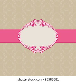 Template frame design for greeting card . Background - seamless pattern.