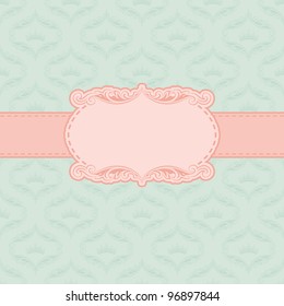 Template frame design for greeting card . Background - seamless pattern.