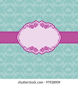 Template frame design for greeting card . Background - seamless pattern.