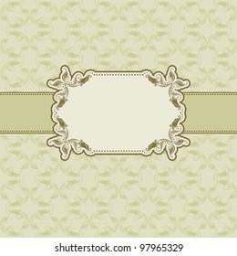 Template frame design for greeting card . Background - seamless pattern.