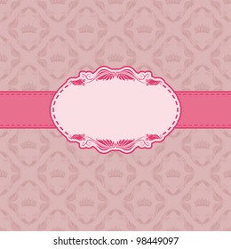 Template frame design for greeting card . Background - seamless pattern.