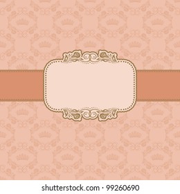Template frame design for greeting card . Background - seamless pattern.