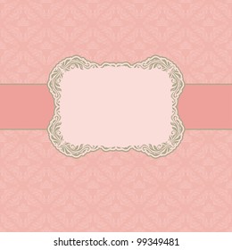 Template frame design for greeting card . Background - seamless pattern.