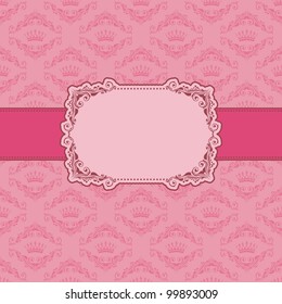 Template frame design for greeting card . Background - seamless pattern.