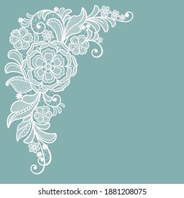 Template frame  design for invitation lace card. Vintage Lace Doily. Lace flowers.