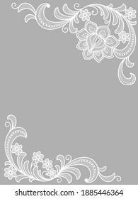 Template frame  design for invitation lace card. Lace flowers.