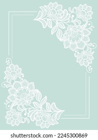 Diseño de marco de plantilla para tarjeta de encaje de invitación.Flores de encaje vectorial.