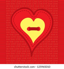 Template frame design for Valentine card, heart with stripes, vector background illustration