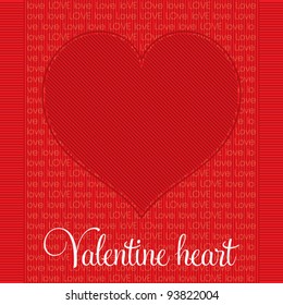 Template frame design for Valentine card, heart with stripes, vector background illustration