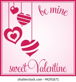 Template frame design for Valentine card, vector background illustration