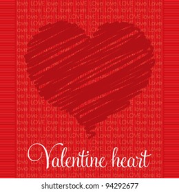 Template frame design for Valentine card, scribbled stripes, vector background illustration