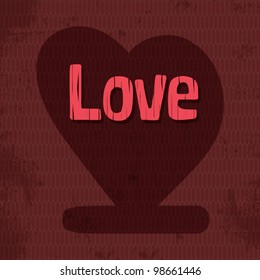 Template frame design for Valentine card, heart with LOVE word, lovers concept, vector background illustration