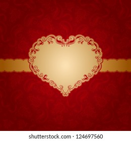Template frame design for Valentine's Day card . Background - seamless pattern. EPS10