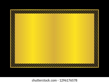 template frame gold color flat lay style and rectangle for copy space, empty frame gold for banner design on black, template of golden frame banner blank for advertising graphic golden luxury (vector)