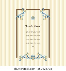 Template frame for greeting card and wedding invitation. Vector ornament border. Banners logo, web, card, vip, exclusive, certificate, gift, luxury, privilege, voucher, store, present, shopping, sale.