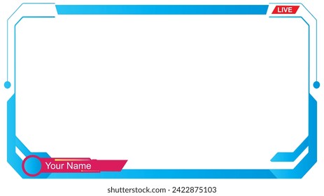 template frame for live stream gaming	landscape 16:9 background editable HUD elements set