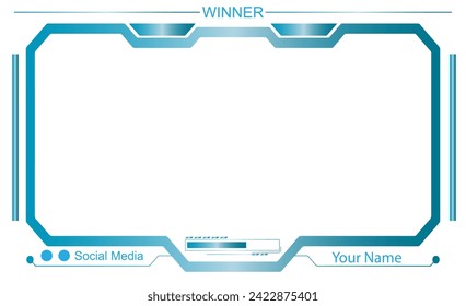 template frame for live stream gaming	landscape 16:9 background editable HUD elements set with color gradations