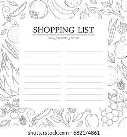 Template frame for shopping list.