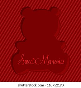 Template frame with silhouette of a teddy bear, greeting card concept, vector illustration