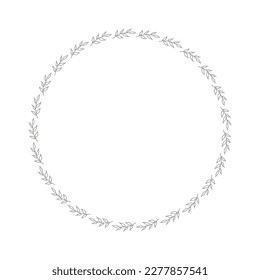 Template frame of spring flowers line art on a white background. Floral design for wedding invitation, banner, poster. Round.