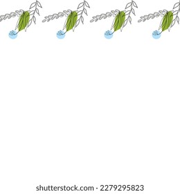 Template frame of spring flowers line art on a white background. Colored. Floral design for wedding invitation, banner, poster.