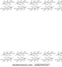 Template frame of spring flowers line art on a white background. Floral design for wedding invitation, banner, poster.