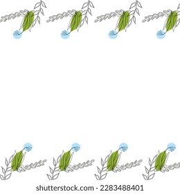 Template frame of spring flowers line art on a white background. Colored. Floral design for wedding invitation, banner, poster.