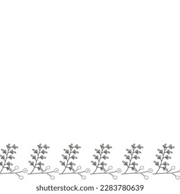 Template frame of spring flowers line art on a white background. Floral design for wedding invitation, banner, poster.