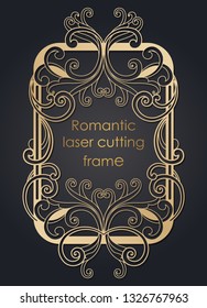 Template frame in the vector for laser cutting. Unique decorative ornaments for greeting cards, wedding invitations, save the date with space for your text. Vintage frame, antique cover.